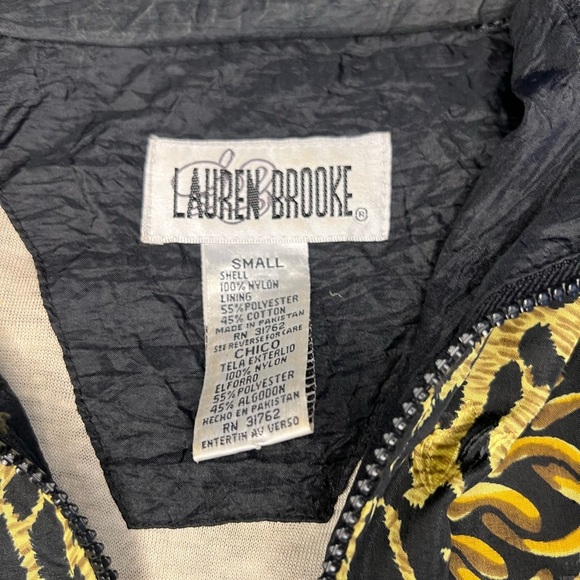 Lauren Brooke Black & Gold Animal Print Chain Style Vintage Jacket Size Small - Picture 3 of 6